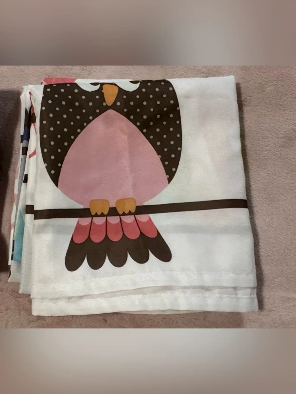Mainstays Colorful Owl Shower Curtain — Pink, Blue, Green, Yellow